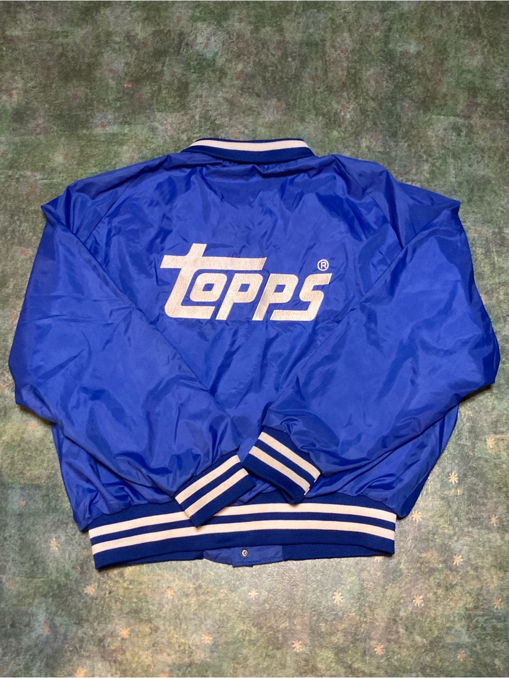 Vtg 80s Topps Baseball Card Nylon Jacket Flannel Lined Embroidered Hilton USA XL